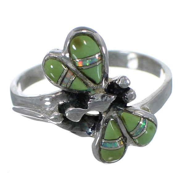 Turquoise Opal Southwest Silver Dragonfly Ring Size 6-1/2 EX44615